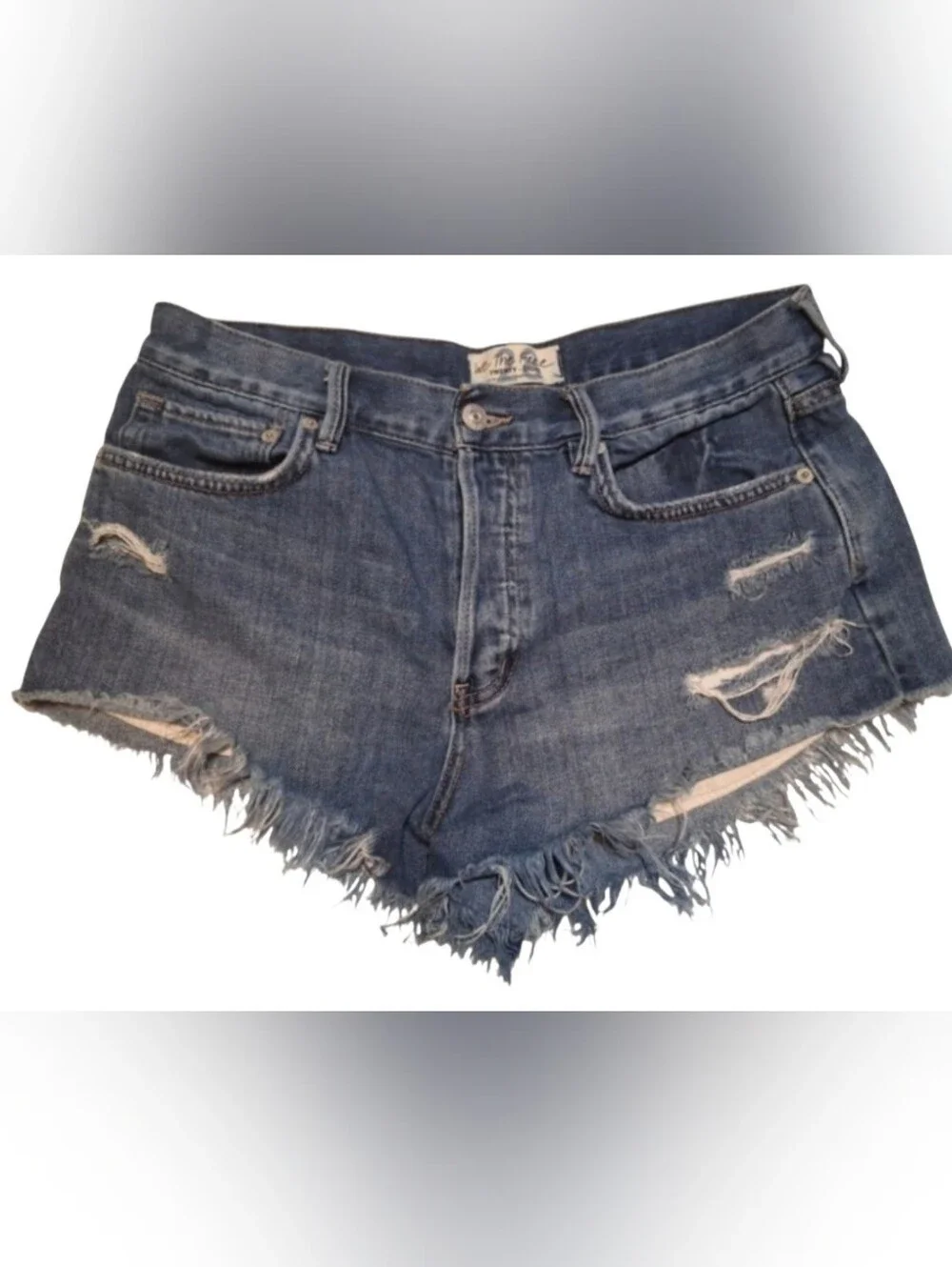 We The Free Distressed Denim Cut-Off Shorts  (free people) Size 28 Raw Hem Boho
